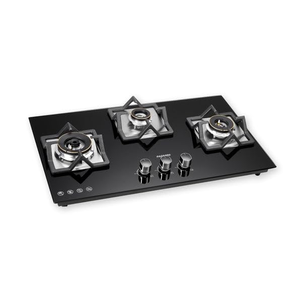 Padmini 3 Burner Built in Hob CH 3001 Auto Ignition (1HF 1 big 1 Small Forged Brass Burner)