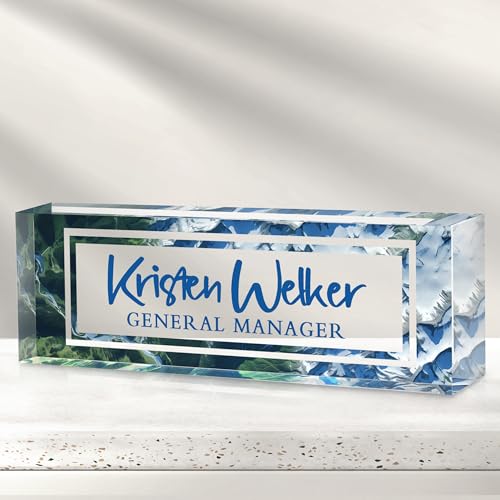 Custom Office Name Plate for Desk - Desk Name Plate Personalized Gifts for Coworkers, Boss, Employees, Teacher, Nurse - Office Desk Decor for Women Men - Employee Appreciation Gifts (Mountains)