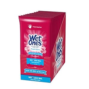 Wet Ones Antibacterial Hand Wipes, Fresh Scent Wipes | Travel Wipes Case, Antibacterial Wipes | 20 ct. Travel Size Wipes (10 pack)