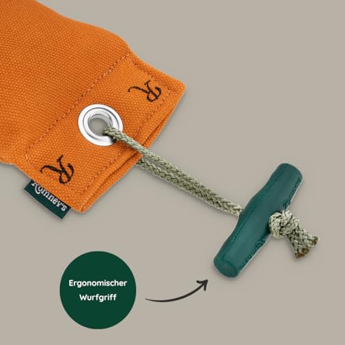 Romneys Hundetraining Dummy 500g - Robust & Schwimmfähig, Apportierprüfungen Zugelassen - Ideal für Wasserarbeit, aus Reißfestem Canvas (orange)