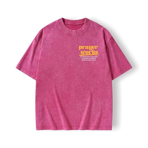 Graphic Tees Summer Women Men Cotton Novelty Oversized Crew Neck Prayer in Bible Christian Washed T-Shirt2