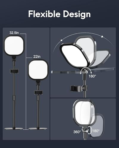 Image of Zoom Lighting for Computer, Adjustable Desk Lighting for Video Calls, 30 Light Modes Video Conference Light, Desk Ring Light with Stand for Webcam, Meetings, Live Stream, Home Office. CRI 97.8