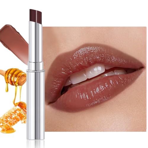 Image of Nude Brown Honey Tinted Lip Stain Lip Balm Lip Gloss Lipstick, Sheer Hydrating Lip Stains Tint, Moisturizing Lip Color for All Skin Tones, Nourishing Lip Balm with a Hint of Natural Black Cherry Tint