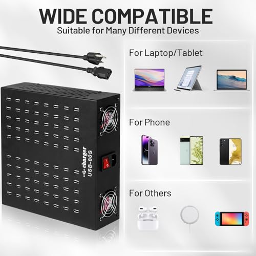 Estación de carga USB de 80 puertos con protección inteligente para talleres 3