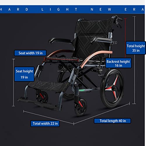 Magnesium Lightweight Foldable Wheelchairs For Elderly Self-Propelled Chair, Portable & Folding, 18In Seat, Weight Capacity 300 Lbs (16) #TOP1