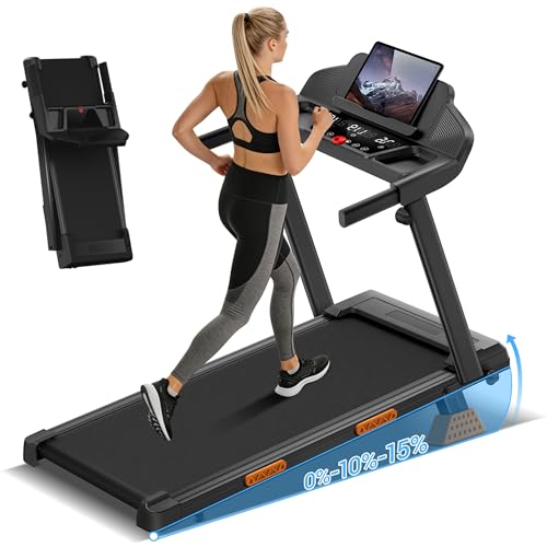 LONTEK Tapis de Course Pliable Inclinable 15%,Tapis de Marche Inclinable 12KM/H,Treadmill Home avec Moteur 3,0 CV et Affichage LED, Charge Max. 136KG