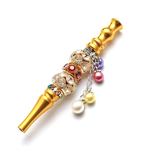 Shisha Hookah Accessories Metal Rhinestone Nozzle Diamond Pendant Hookah Tips Shisha Nargila Hose Interface Mouth Tips 1pc (Silver)