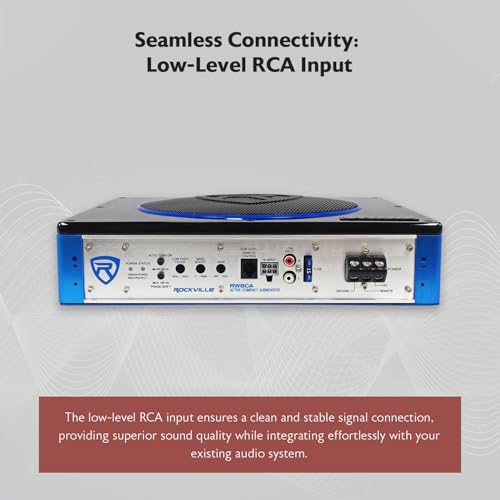 Rockville RW8CA 8" 600 Watt Low Profile Under-Seat Active Powered Car Subwoofer