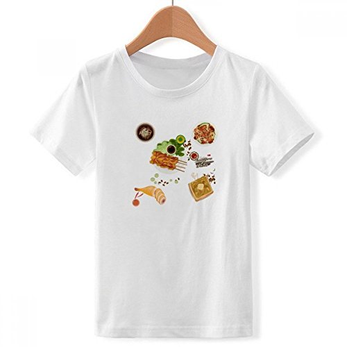 T-Shirt Singapour garçon XX-Grand multicolore vêtement enfant sur le thème cuisine traditionnelle