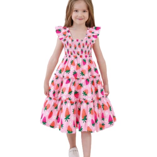 Little Girl Twirl Dress Kids Sleeveless Ruffle Tiered Smocked Dresses Girls Summer Outfits Beach Sundress2