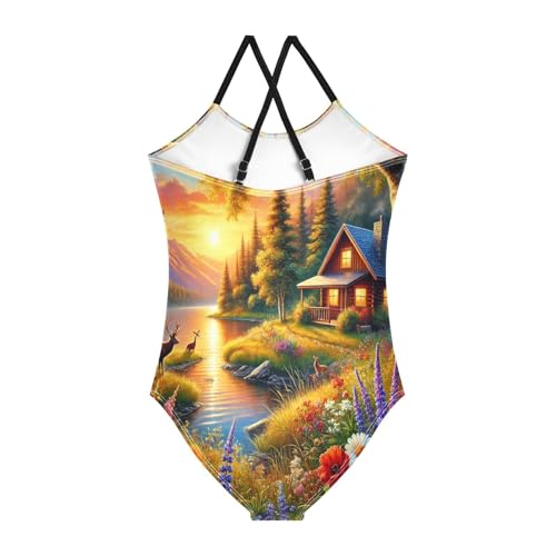 River Cabin Girls Swimsuit Bathing Suit Swimwear Summer Beach One Piece Swimsuits2