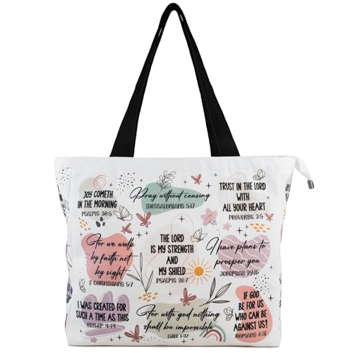 LOCKASEN Bible Tote Bag - Inspirational Scripture Design, Reusable Canvas