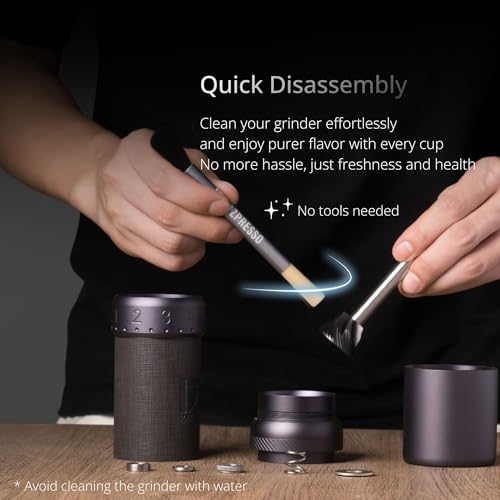 Image of 1Zpresso J-Ultra Manual Coffee Grinder Iron Gray, Conical Burr, Foldable Handle, Magnet Catch Cup Capacity 40g, Numerical Adjustable Finely Setting, Faster Grinding Efficiency Ideal for Espresso