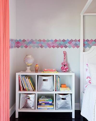 Image of WallDesign Vinyl Mosaic Lantern Pink Violet Shades - 6.25 in X 10 Ft Self-Adhesive Tile Sticker Sheet for Decoration of Kitchen, Bathroom, Furniture, Door, Living, Ceiling