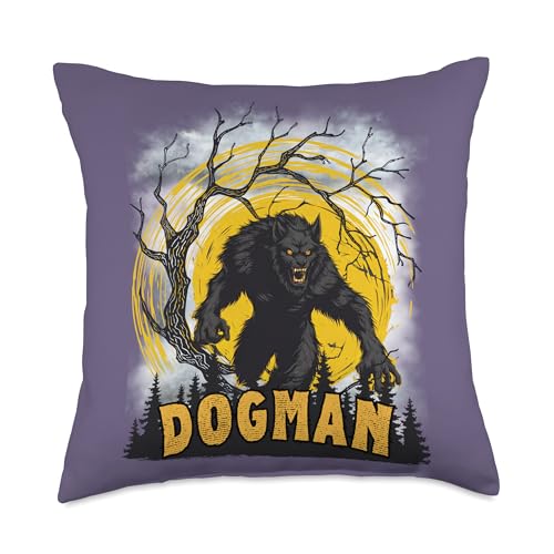 Dogman Stories Accessories and Apparel Dogman Cryptid Legend Folklore Paranormal Encounters Merch Throw Pillow, 18x18, Multicolor