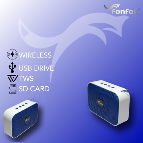 Image of mini Portable Bluetooth Speaker, White and Turquoise, Wireless Audio Device with Control Buttons (Blue)