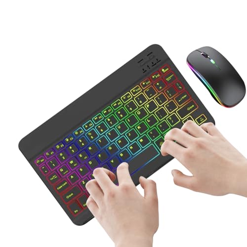 Tastiera e mouse senza fili retroilluminati – Tastiera 7 Colori, 2 Modalità Di Illuminazione, Tastiere Per Computer Portatili Sottili, Set Di Periferiche Ricaricabili, Dispositivo Di Input Di Input