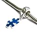 925 Sterling Silber Autismus Bewusstsein Puzzleteil Blau Emaille Dangle Bead für europäische Charm-Armbänder