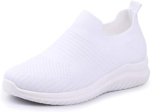 Dochak Womens Walking Shoes Fashion Running Sneakers Breathable Lightweight Shock Absorbing Sport Cross Trainer Shoe (White, UK Footwear Size System, Adult, Women, Numeric, Medium, 3)