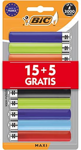 BIC J26 Long-Lasting Maxi Lighters that lasts for up to 3,000 lights, Union Jack Flag, Pack of 20.
