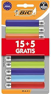 BIC J26 Long-Lasting Maxi Lighters that lasts for up to 3,000 lights, Union Jack Flag, Pack of 20.