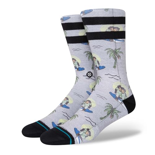 Stance Men's Surfing Monkey Crew Socks (Small, Grey)
