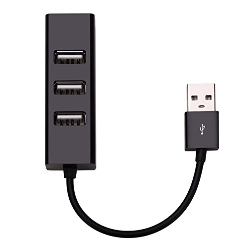 Apoi USB Port Splitter 4 Port Compact Portable High Speed USB 2.0 Data Hub for Windows MacBook Mac Pro Mac Surface Pro XPS Notebook PC and More - Black