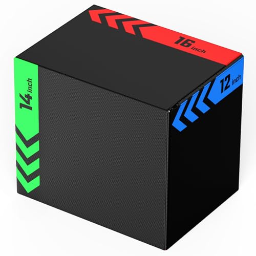 papababe 3-in-1 Plyometric Box Multi-use Jumping Exercise Equipment Trainer with Anti Slip Surface and High Density Foam for Workout Training, 12x14x16