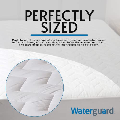 Waterguard Twin Extra Long Mattress Pad - Waterproof Mattress Cover Twin Xl, 100% Cotton Hypoallergenic Quilted Shell, Down Alternative Fiber Fill - Xl Twin Mattress Topper For College Dorm (39X80) #TOP5