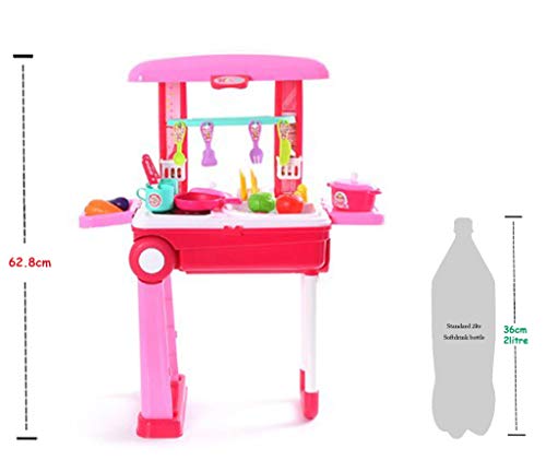 Image of Popsugar Camp N Play Tent for Kids | Indoor or Outdoor, Foldable Tent, Portable, Multicolor & Popsugar Luggage Kitchen Set with Light and Music (Pink,TH008-921A) Combo
