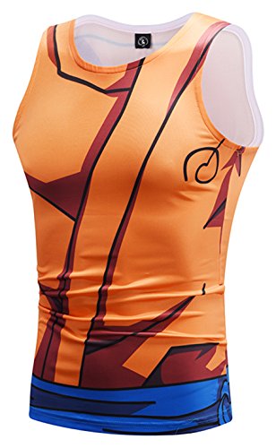 PIZOFF Mens Sleeveless Quickly Dry 3D Cartoon Print Work Out Compression Tank Tops Y1783-35-S
