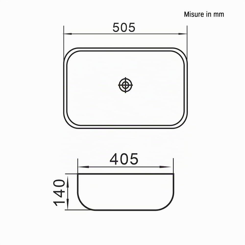 Inbagno Lavabo Ciotola da Appoggio in Ceramica, 50,5 x 40,54 x h. 14 cm, Finitura Bianco Lucido