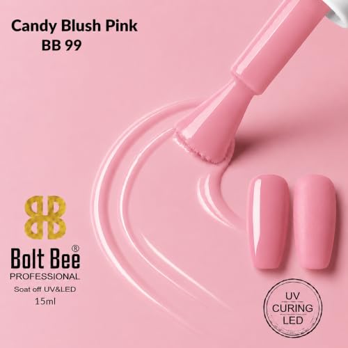 Image of BOLT BEE 15ML Gel Nail Polish 1Pc Clear Pink Glitter Nail Polish Soak Off UV LED Nail Gel Polish Nail Art Starter Manicure Salon DIY at Home, 0.5 OZ (1) (99)