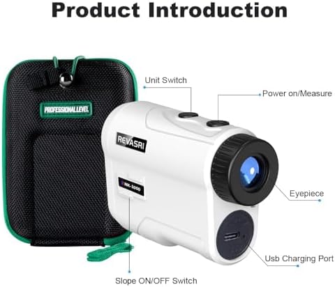 REVASRI Golf Rangefinder with Slope and Pin Lock Vibration, External Slope Switch for Golf Tournament Legal, Rangefinders with Rechargeable Battery 1000YDS Laser Range Finder - 5
