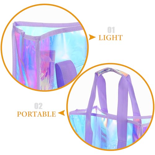 Iridescent Beach Tote Bag Set for Women Large Capacity Utility Pouch with Hanging Organizers for Travel and Outdoor Activities3