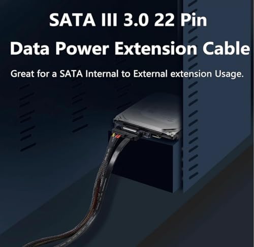 Cable Extensor Datos y Poder SATA 22 Pin Macho a Hembra 30 cm miniatura 6