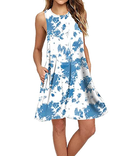 Image of Summer Dresses for Women Casual Sleeveless Swing Sundress with Pockets