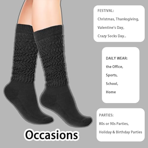 Image of Gvhntk Slouch Socks Women 80s 90s Scrunch Socks Extra Long Slouchy Sock Knee High Sock