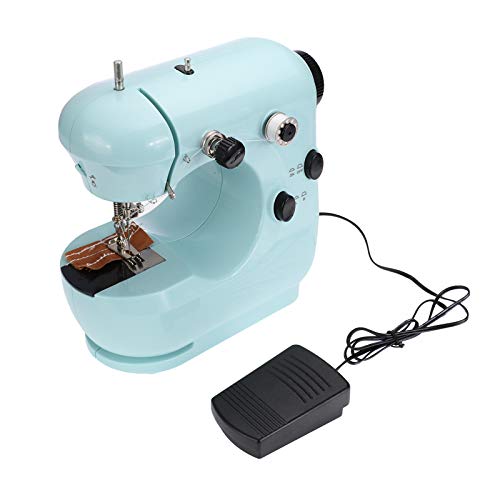 Dyna-Living Mini Sewing Machine Portable Sewing Machines with Foot Pedal Two-speed Adjustable Double Thread Lightweight Household Electric Sewing Machine for Beginners Kids Adult(Blue)