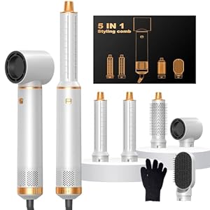 Hairstyler 5 in 1, Haarstyler, Hair Styler Set, Airstyler mit Föhn Ionen, Automatischer Lockenstab, Thermobürste, Glättbürste, Airstyler für Trocknen, Volumen, Glätten, Locken