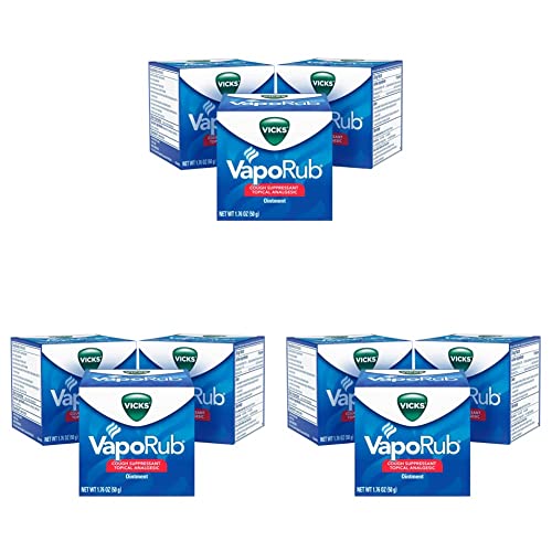 Image of Vicks VapoRub, Chest Rub Ointment, Relief from Cough, Cold, Aches, & Pains with Original Medicated Vapors, Topical Cough Suppressant, 1.76 Ounce (Pack of 9)
