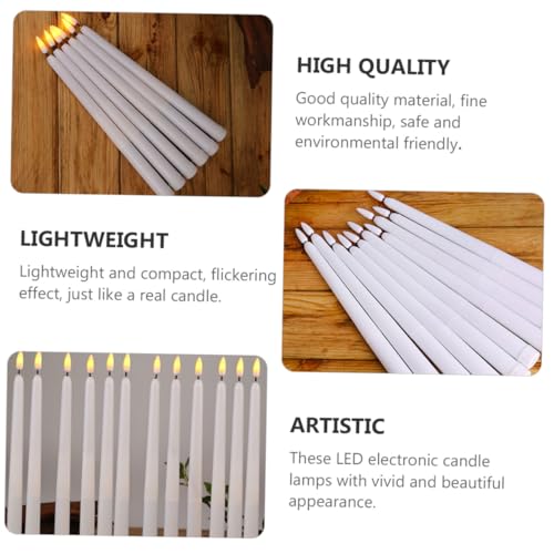 Velas LED sin llama de poste largo: pack de 12 luces decorativas parpadeantes 7