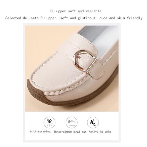 CLSQLXYJZC Womens Casual Non-Slip Slip-On Breathable Leather Walking Wedge Moccasin, Comfortable Soft Bottom Non Tiring Feet Nurse Working Loafers Shoes, for Medical Workers2