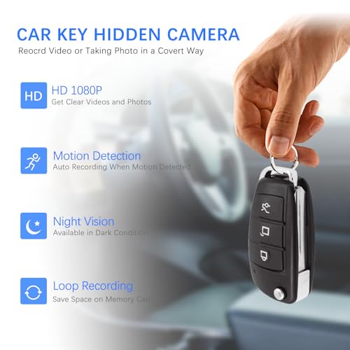 Ikloocq Car Key Spy Camera Hidden Camera, Hd 1080P Mini Spy Camera No Wifi Needed, Outdoor Small Secret Camera, Hidden Mini Spy Nanny Cam With Motion Detection, Night Vision, Loop Record - 2