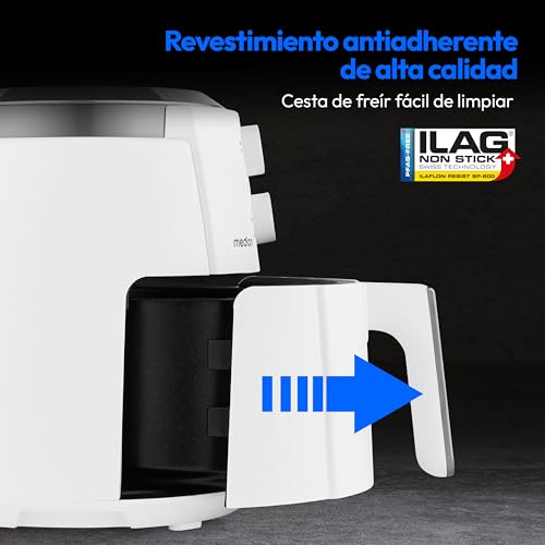 MEDION Freidora de aire caliente P30 L (4,7 litros, freidora de aire, 1500 vatios, fácil manejo, freír sin aceite, temporizador de 60 minutos, hasta 200° C, revestimiento antiadherente, MD13020) - imagen 8