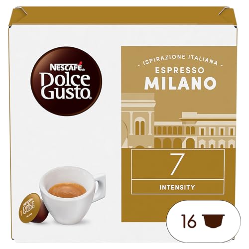 Image of NESCAFE Dolce Gusto - Espresso Milano Coffee Capsules (16 Servings) By COUGAR | Italian Inspired Espresso Coffee Pods | Intensity 7 Delicate Roast Coffee's Blend | Premium Coffee Capsules for Dolce Gusto Machines - (Imported-UK)