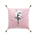 DOUCEUR D'INTERIEUR Cuscino compresse con Pompon, 40 x 40 cm, in Cotone, Stampa Ballerina Stella.