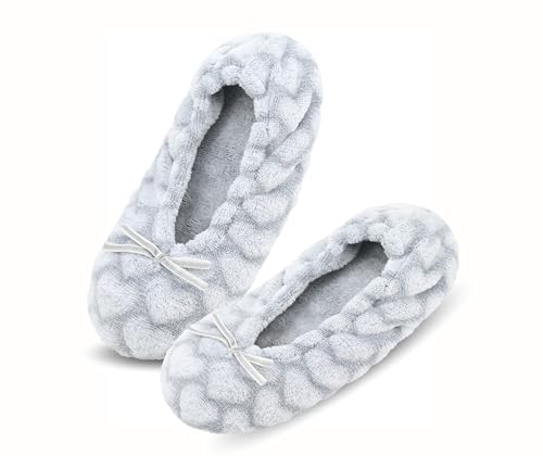 Image of Keyela Women's Ballerina Slippers,Non-Slip Bedroom Slippers Socks | Soft fuzzy slipper socks for ladies Indoor home slippers Cozy sock slippers Ballet Slippers