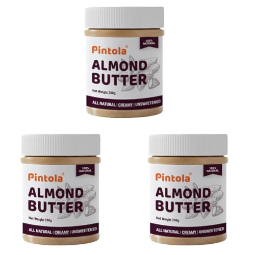 Image of Pintola Almond Butter Creamy 200g - All Natural Unsalted Butter, Healthy Almond Butter Unsweetened for Bread Spreads, Vegan (Pack of 3)