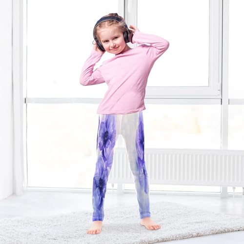 Toddler Girls Leggings Printed Yoga Pants Leggings Purple and Blue Flowers for Kids4